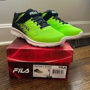 Fila Boys Finition 7 Strap Athletic Shoes Size 3 – Black/Neon Green, New in Box